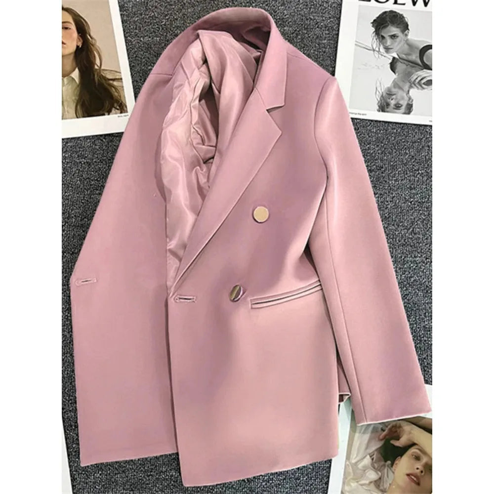 Women Suit Blazer Elegant Coat 2025 Spring Autumn Fashion Korean Blazer Luxury Double Breasted Jacket Solid Ladies Tops Clothes GONZALES ONLINE SHOP