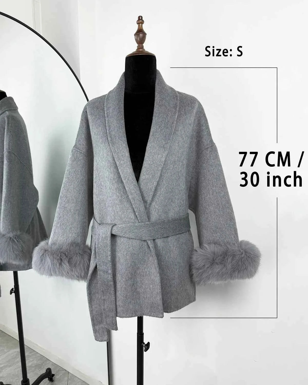 TARUXY Fox Fur Woolen Coats Women's Short Coat Office Lady Removable Elegant Double-sided Wool Overcoat 2025 New Cardigan Jacket