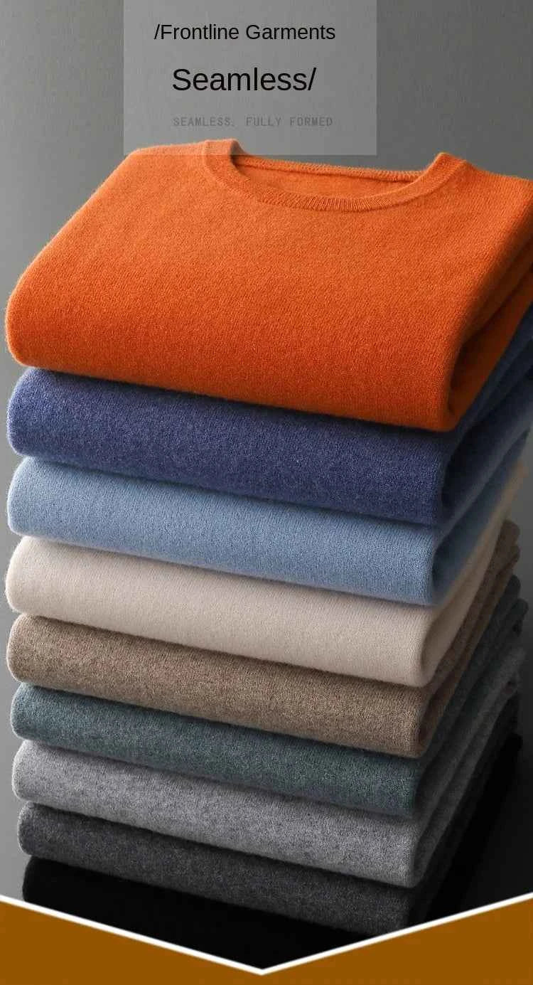 2025 Cashmere Sweater O-neck Pullovers Men's Loose Oversized M-3XL Knitted Bottom Shirt Autumn Winter New Korean Casual Men Top