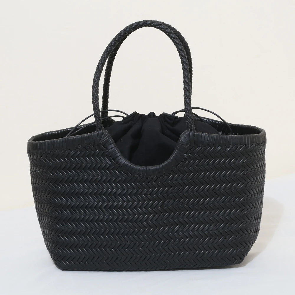 Handbags Women's Genuine Leather Shoulder Bag Weaving Casual Shopping Bag Vintage Big Tote Purse Cowhide Cross Hand Bags Lady GONZALES ONLINE SHOP