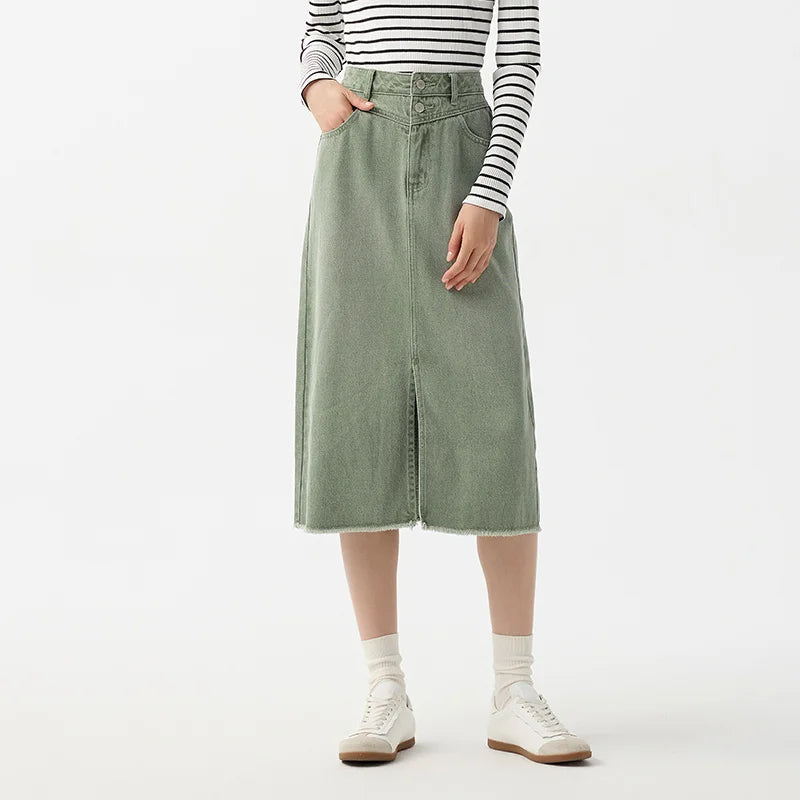 Semir Denim Skirt Women High-waisted Slit 2024 New Spring Straight Skirt GONZALES ONLINE SHOP