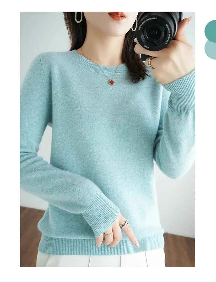 Autumn And Winter Cashmere Sweater Women's Crew Neck Pullover Casual Knitted Top Women's Short Undercoat Fashion 18 Colors