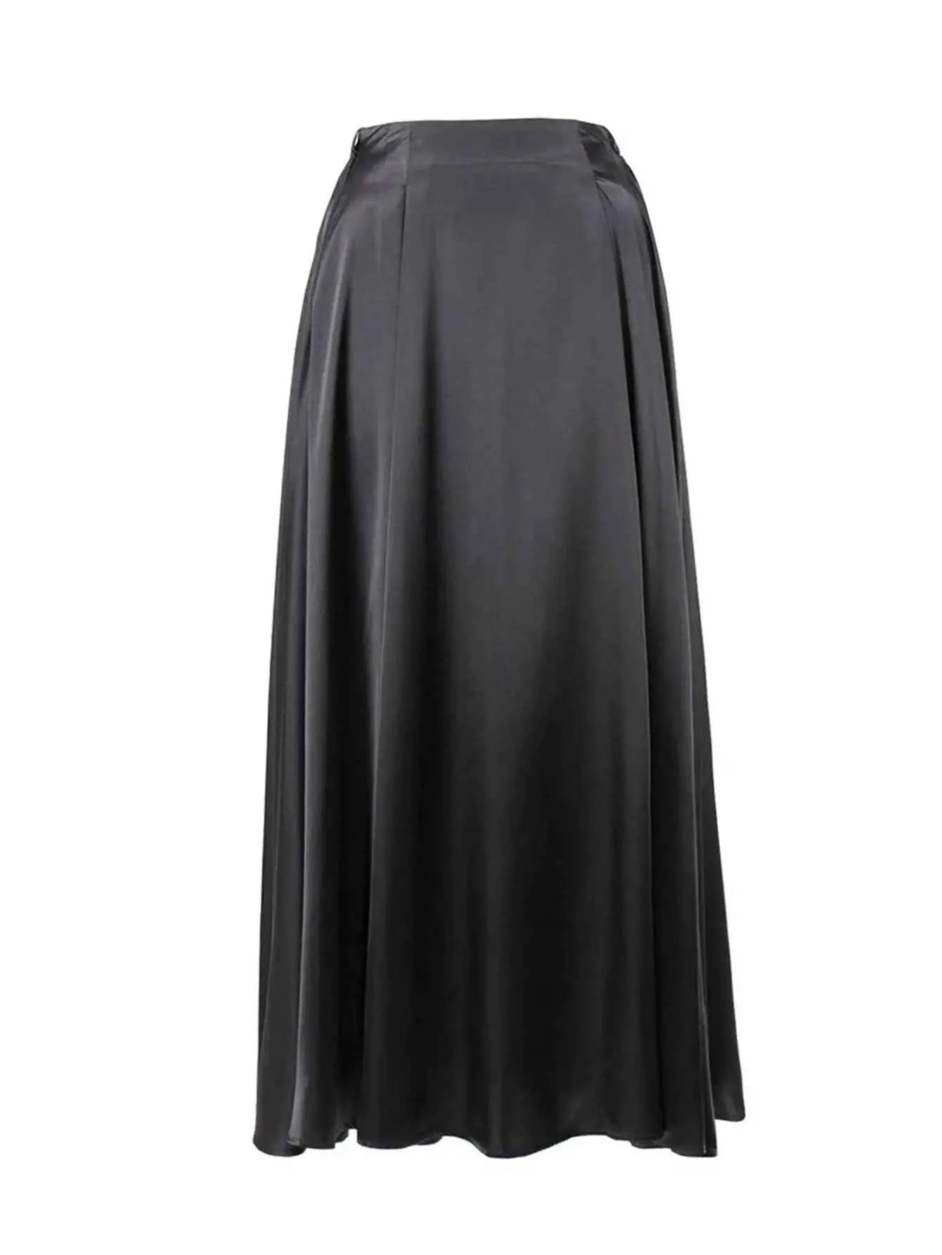 Sexy fashion maxi satin skirt women summer high waist long skirts elegant black white party skirt for woman clothing streetwear