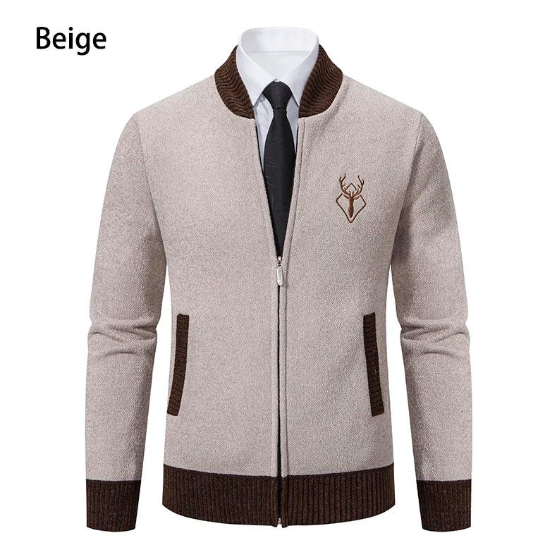 Sweater Cardigan Knitted Men's Clothing Korean Style Long Sleeve Fleece Warm Overcoat Baseball Jumper New Wool Sweatercoat GONZALES ONLINE SHOP