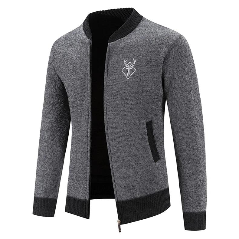 Mens Cardigan Sweater 2024 Autumn Winter Thick Warm Zipper Slim Fit Knitted Jacket Male Fleece Sweater Coat Jacket Men Clothing GONZALES ONLINE SHOP