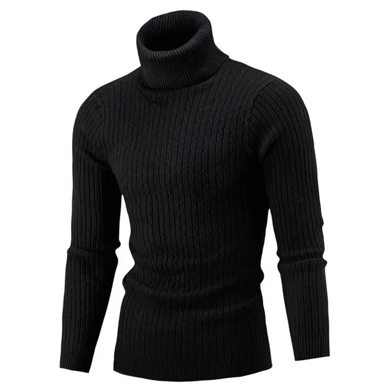 Autumn Winter Men's Turtleneck Sweater - Warm Retro Knitted Pullover Long Sleeve Sweater - GONZALES ONLINE SHOP