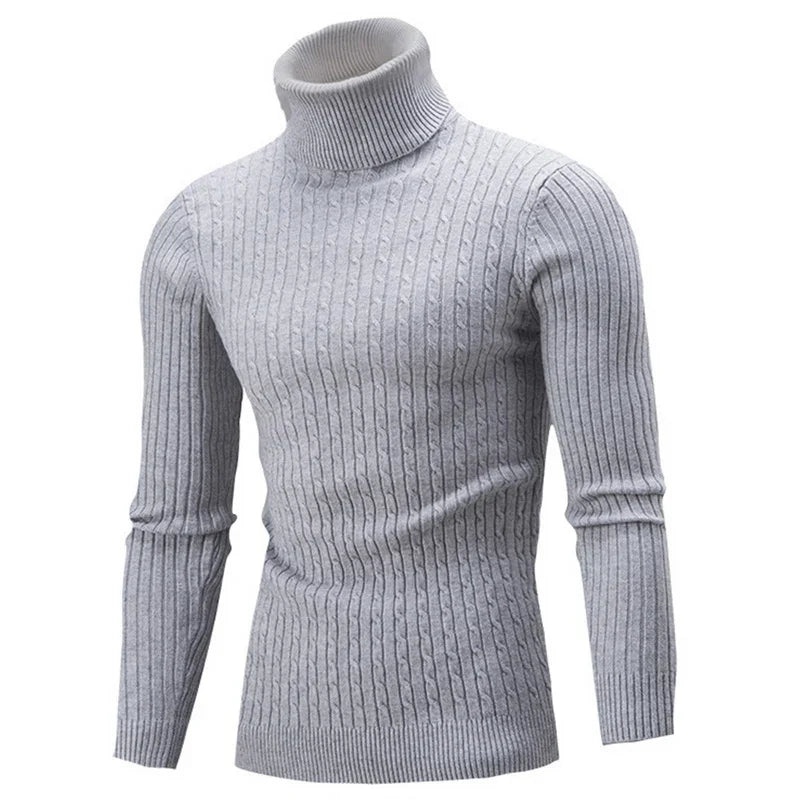 Autumn Winter Men's Turtleneck Sweater - Warm Retro Knitted Pullover Long Sleeve Sweater - GONZALES ONLINE SHOP
