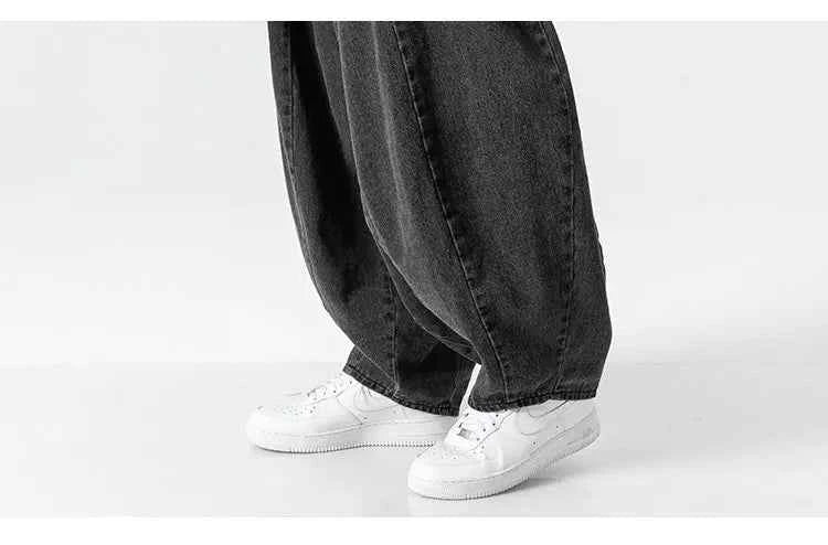 Men Harajuku Wide-leg Jeans Men Oversized Fashion Loose Cargo Denim Pants Male High Street Baggy Trousers Hip Hop Streetwear