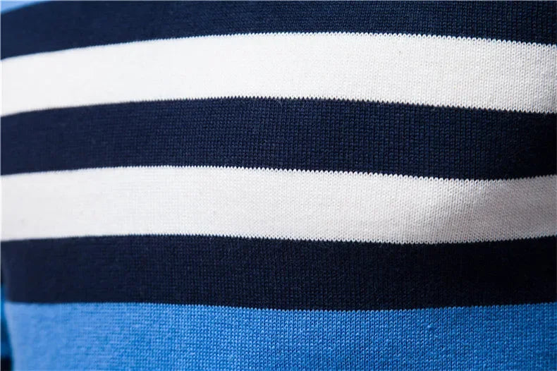 Men's Striped Cotton Sweater Pullover O Neck Knitwear Autumn Jumpers Plus Size 3XL 4XL - GONZALES ONLINE SHOP