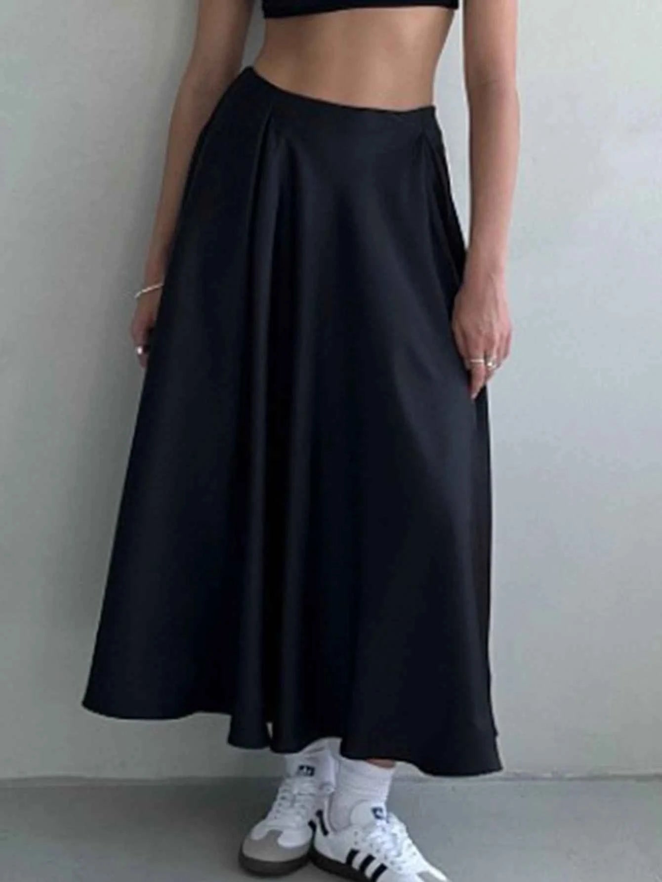 Sexy fashion maxi satin skirt women summer high waist long skirts elegant black white party skirt for woman clothing streetwear