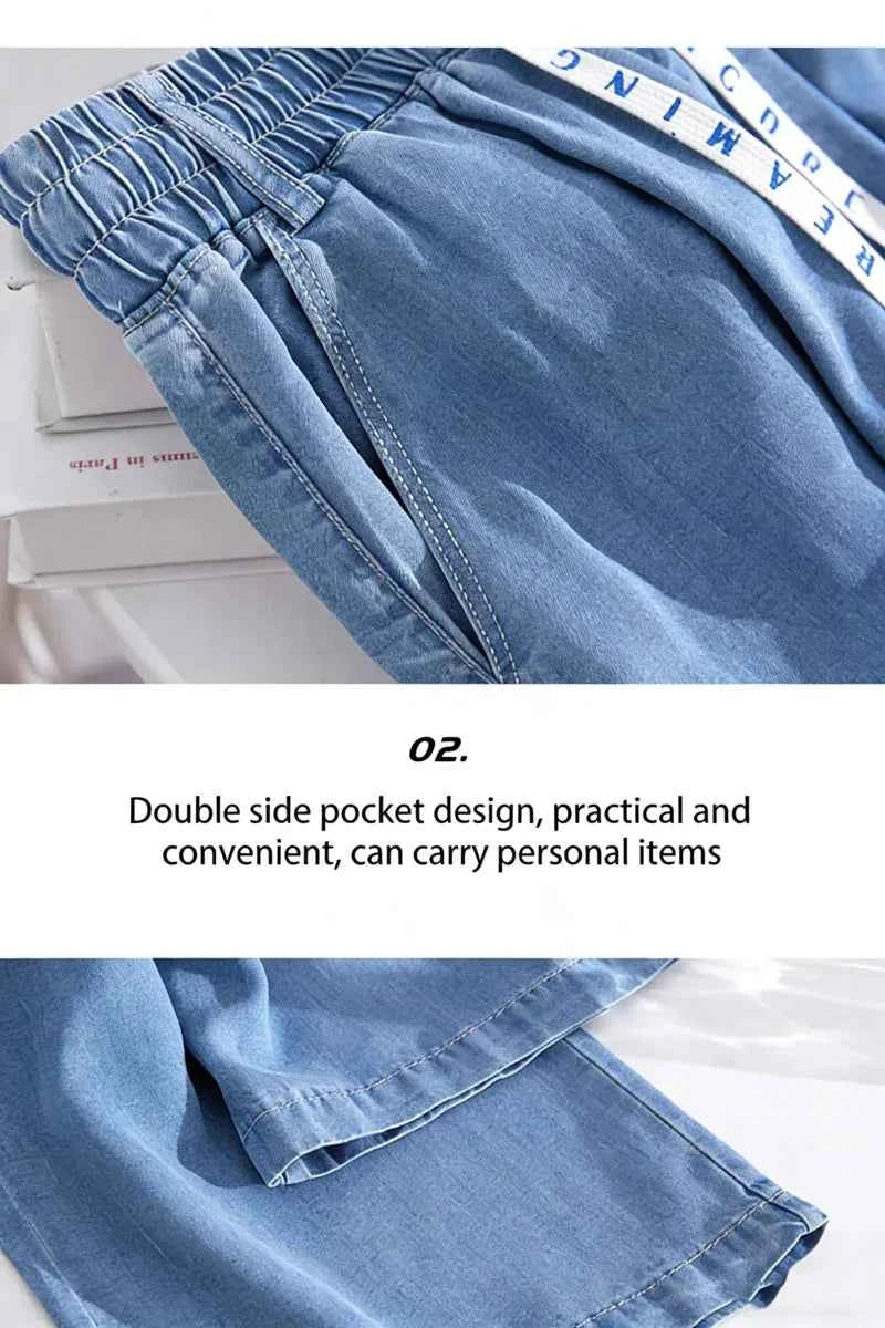 High Waist Straight Leg Denim Jeans Ice Silk Yoga jeans Summer Thin Wide Leg Pants Women's Fashion Comfortable Fit Jeans