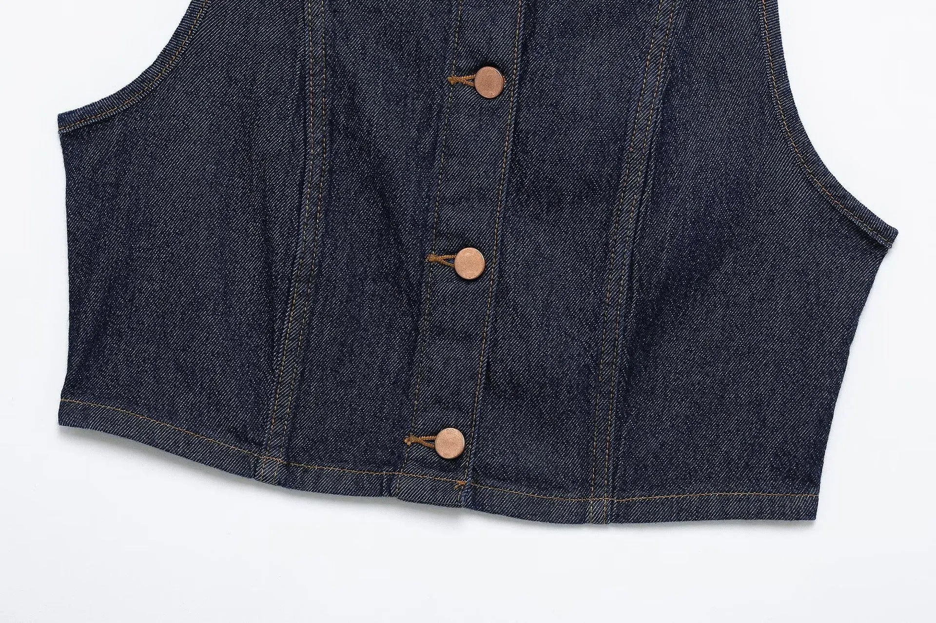 Women's Denim Vest Sleeveless Midi Dress Suit Front Slit Design High Waist Classic Pocket Detail Fashion Ladies Stylish GONZALES ONLINE SHOP