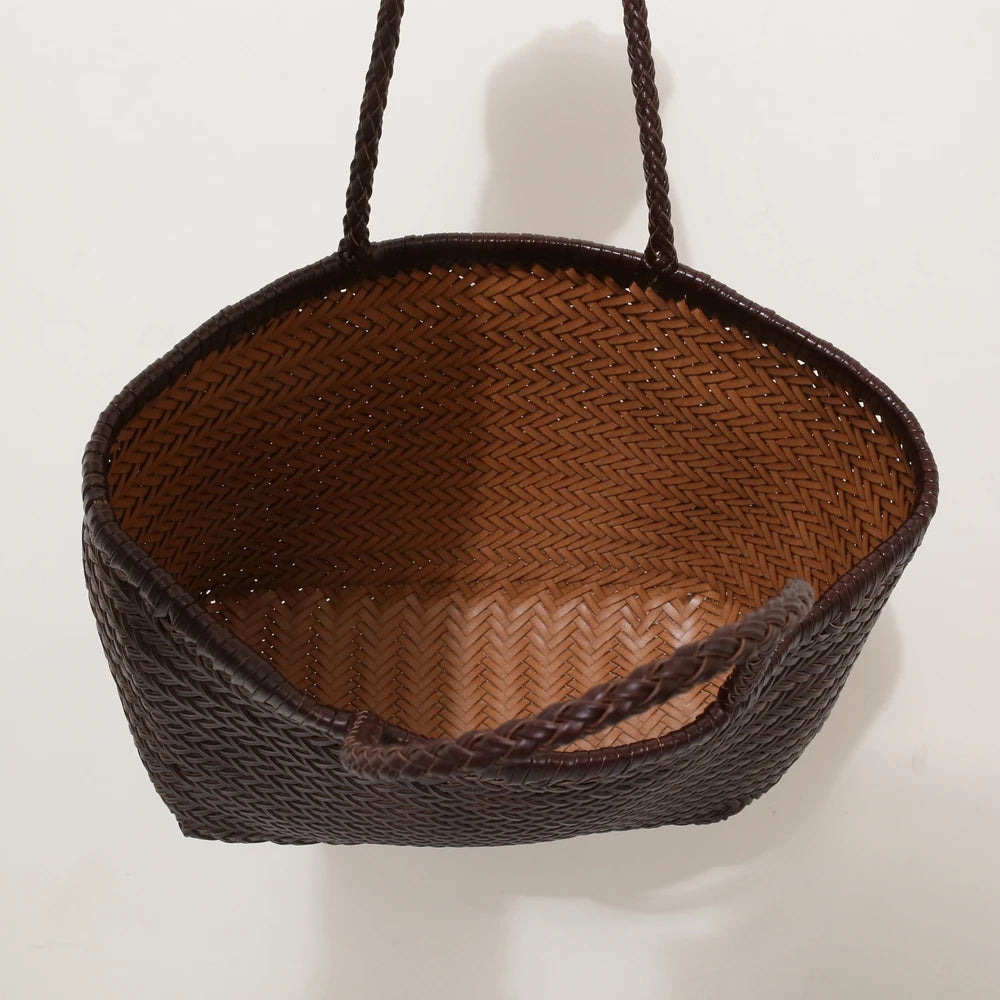 Handbags Women's Genuine Leather Shoulder Bag Weaving Casual Shopping Bag Vintage Big Tote Purse Cowhide Cross Hand Bags Lady GONZALES ONLINE SHOP