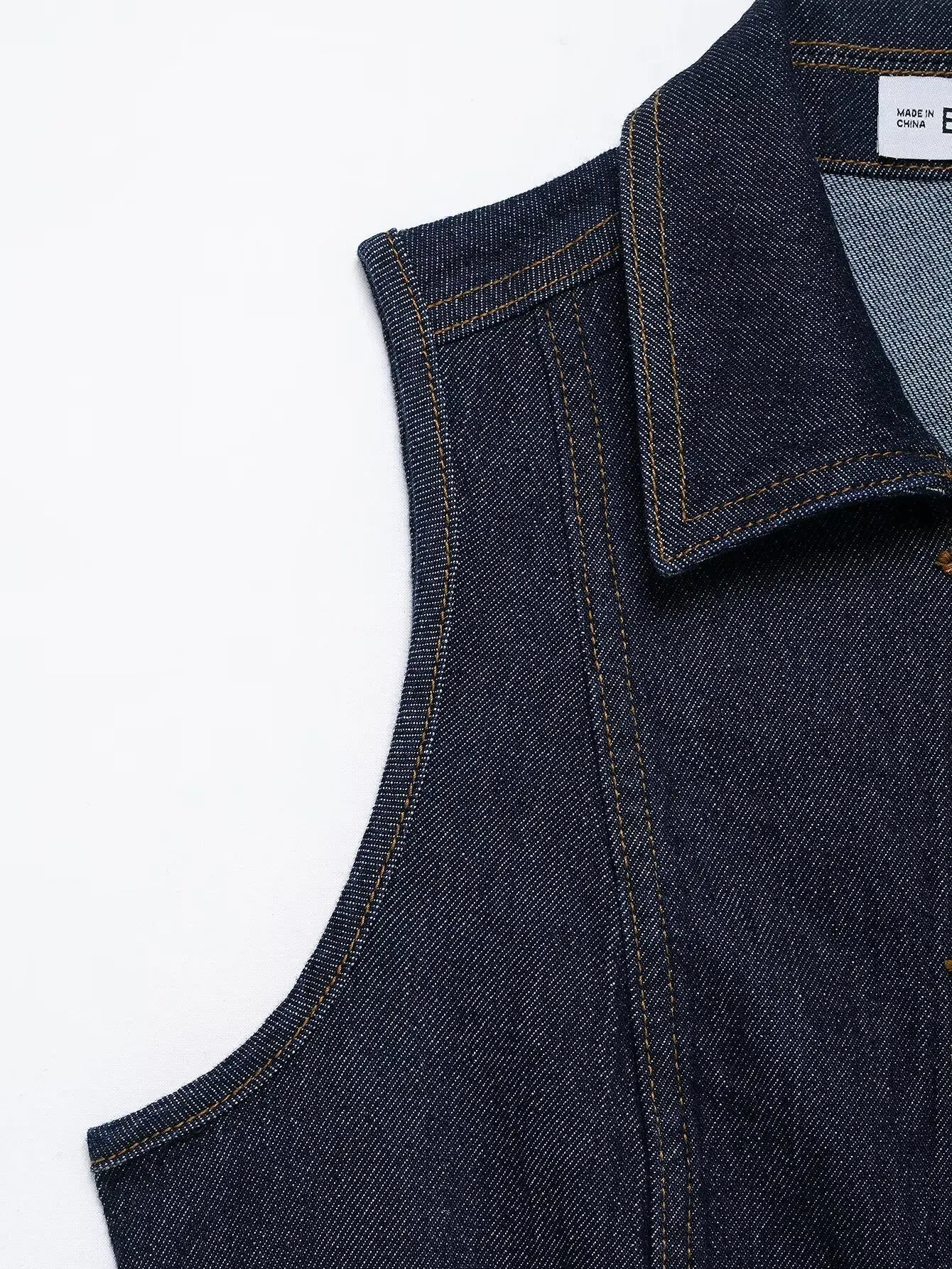Women's Denim Vest Sleeveless Midi Dress Suit Front Slit Design High Waist Classic Pocket Detail Fashion Ladies Stylish GONZALES ONLINE SHOP
