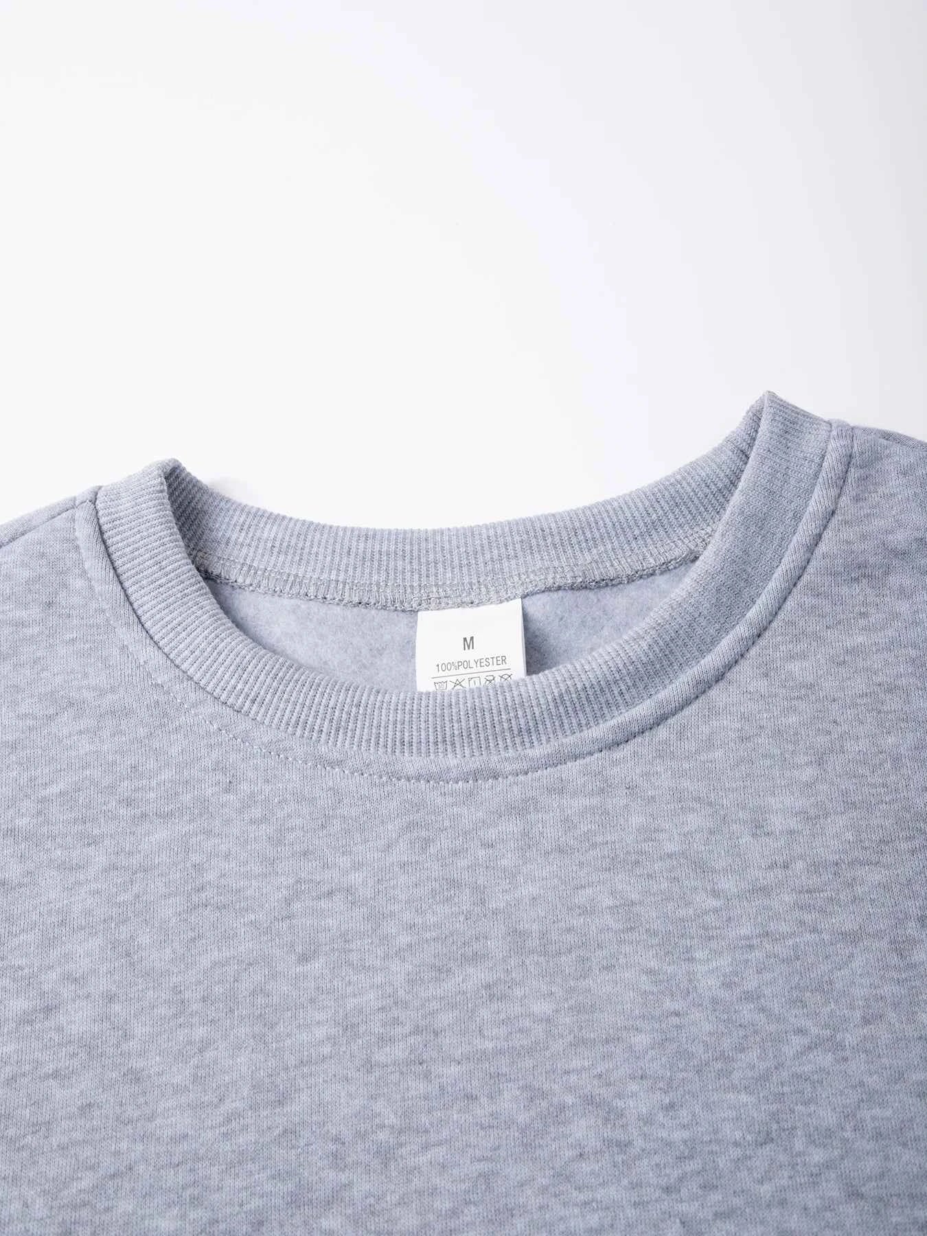 Men's Crew Neck Sweatshirts Solid Color Sweatwear Spring Outdoor Casual Daily Long Sleeve Pullover Hoodie Man Sportswear