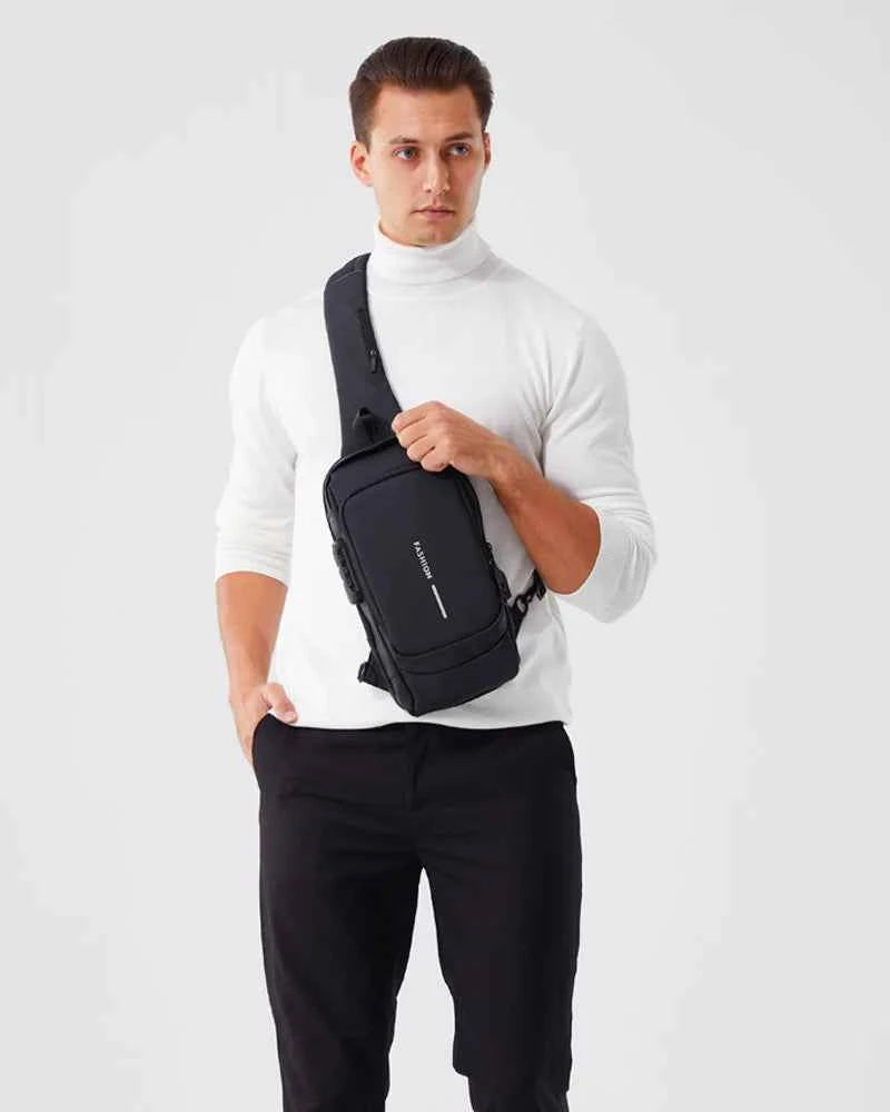 New Brand Designer Men Crossbody Bag PU Leather Classic Anti-Theft Shoulder Bag Chest Bag Multifunctional for Men