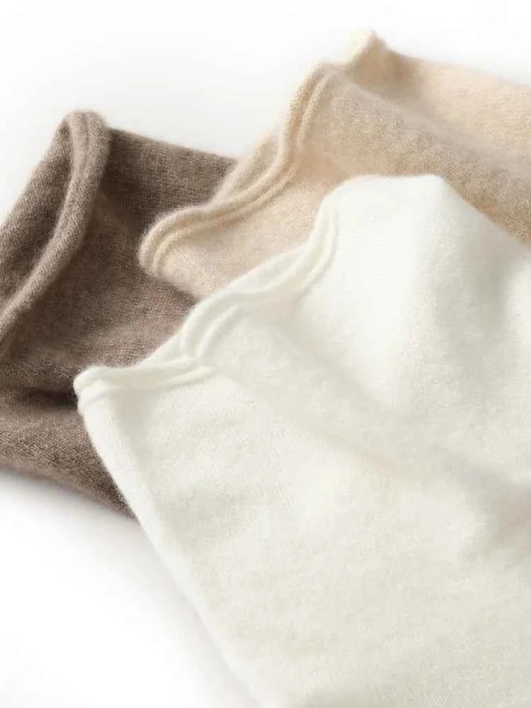 Women 100% Merino Wool Sleeveless Pullovers Turtleneck Sweater Waistcoat Wool Knitwear Spring Autumn Winter Fashion Vest Tops