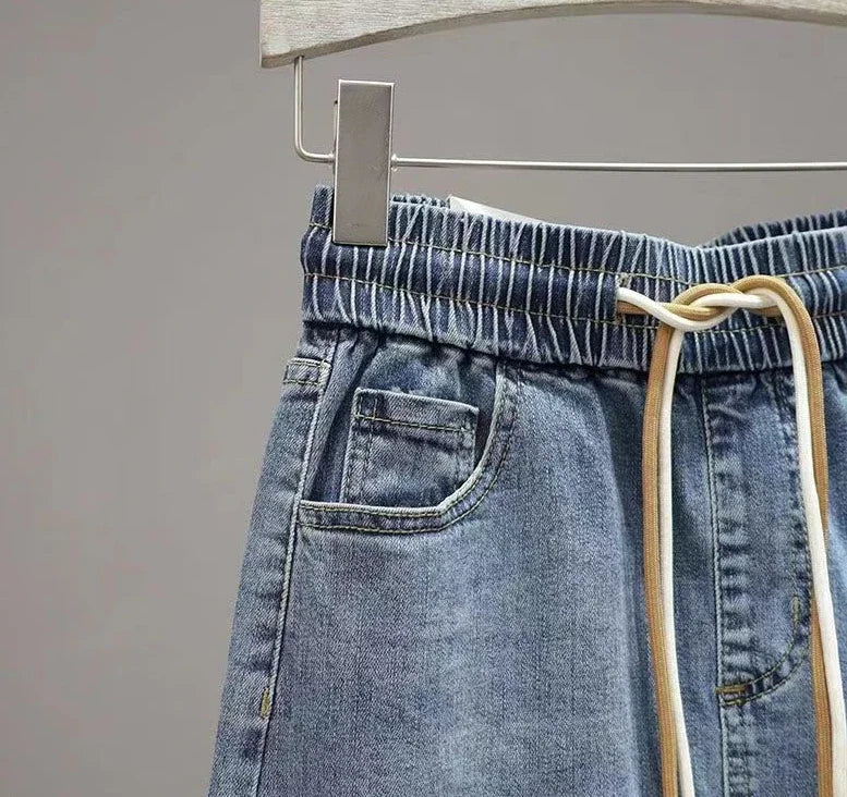 Women's Denim Skirt Midi To Knees Length with Pocket Zipper Female Jeans Skirts Chubby Slit Casual Modest Clothing Trend 2025 V GONZALES ONLINE SHOP