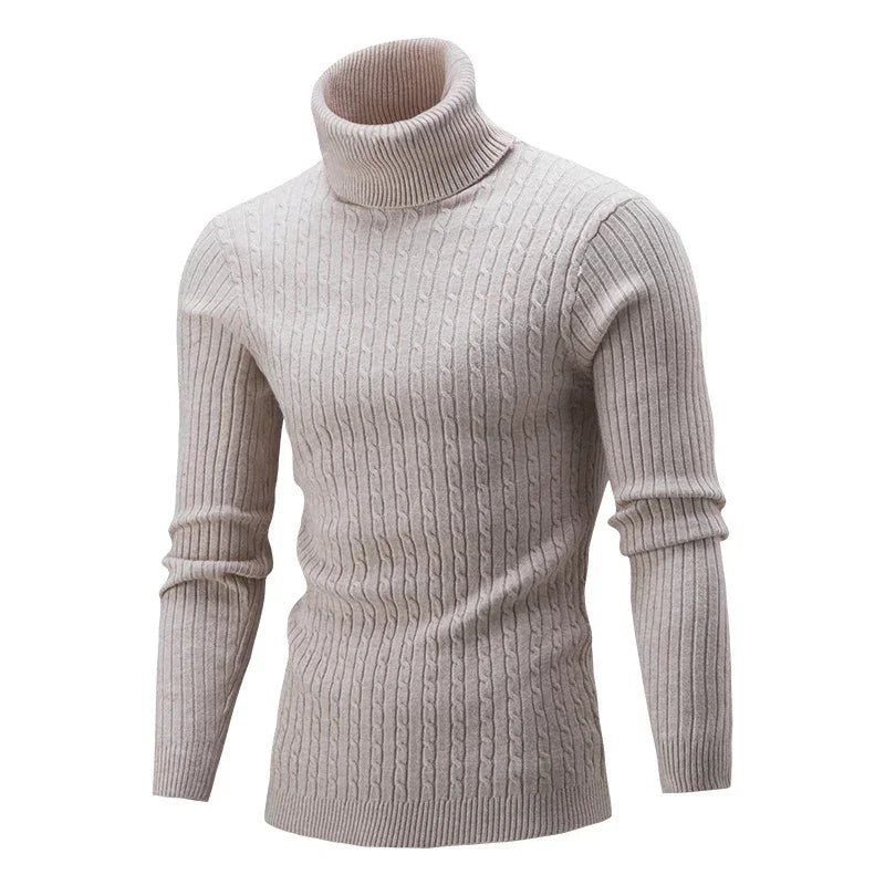 Autumn Winter Men's Turtleneck Sweater - Warm Retro Knitted Pullover Long Sleeve Sweater - GONZALES ONLINE SHOP