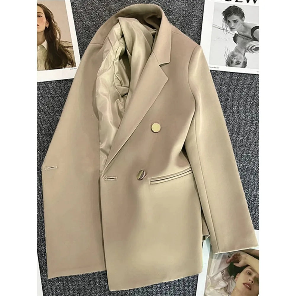 Women Suit Blazer Elegant Coat 2025 Spring Autumn Fashion Korean Blazer Luxury Double Breasted Jacket Solid Ladies Tops Clothes GONZALES ONLINE SHOP