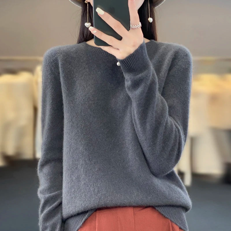 New cashmere sweater women's sweater in autumn and winter 100% merino wool fashion O-neck autumn warm pullover top GONZALES ONLINE SHOP