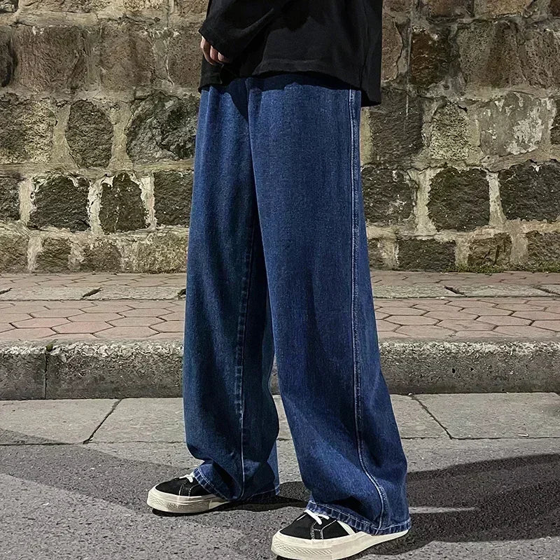 Men's Jeans Korean Version Student Casual Pants High Street Straight Loose Wide Leg Jeans Black Grey Blue Baggy Jeans GONZALES ONLINE SHOP