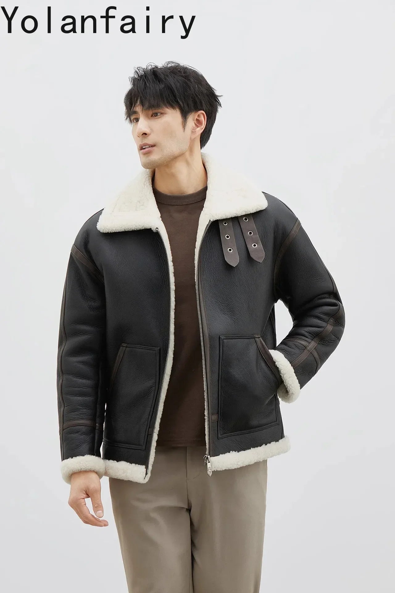 YOLANFAIRY Real Sheepskin Fur Men Jacket Natural Fur Coats Man Luxury Clothing Winter Jacket Black Fur Coat Куртка Мужская 2024 - GONZALES ONLINE SHOP