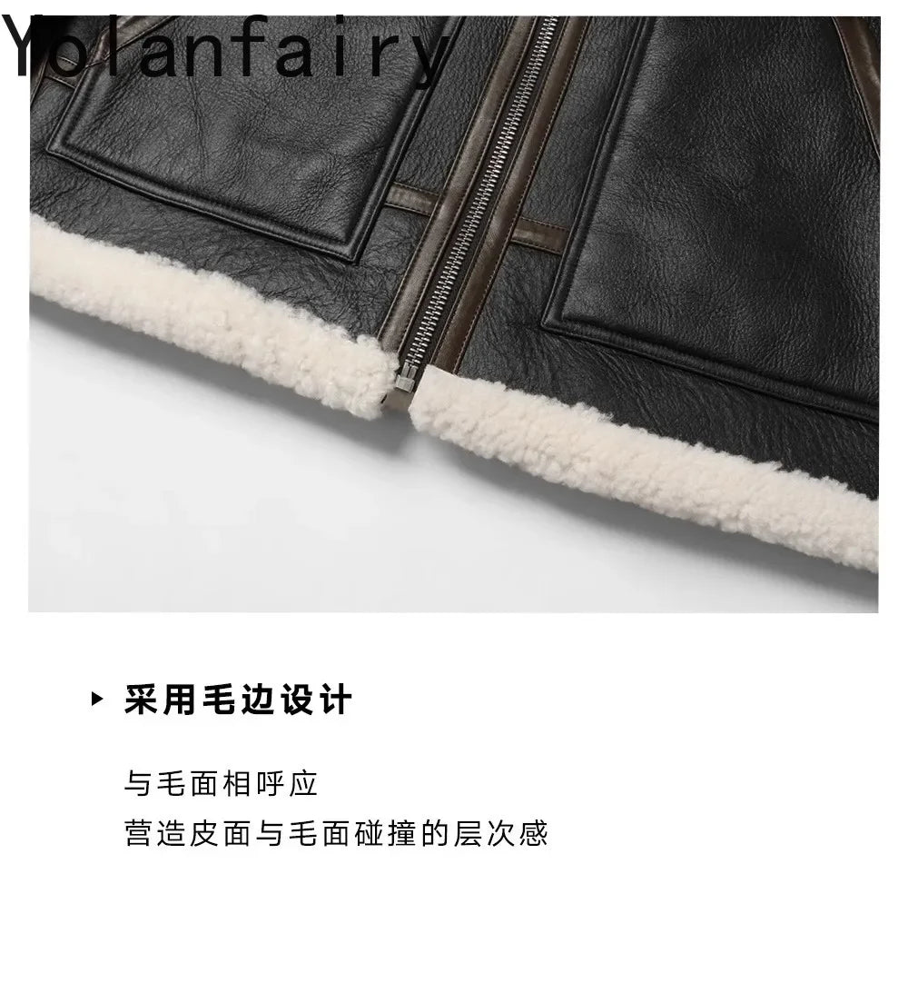 YOLANFAIRY Real Sheepskin Fur Men Jacket Natural Fur Coats Man Luxury Clothing Winter Jacket Black Fur Coat Куртка Мужская 2024 - GONZALES ONLINE SHOP