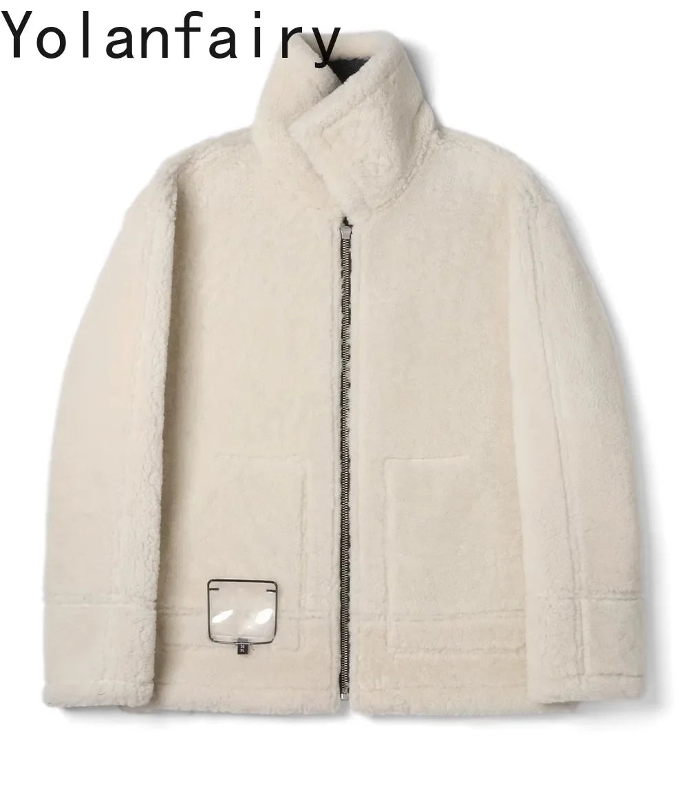 YOLANFAIRY Real Sheepskin Fur Men Jacket Natural Fur Coats Man Luxury Clothing Winter Jacket Black Fur Coat Куртка Мужская 2024 - GONZALES ONLINE SHOP