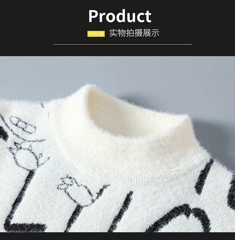 Harajuku Sweater Men's Y2K Knitted Letter Printing Sweater Men's Wool Pullover Men's Retro Knitted Color Block Tops W93 GONZALES ONLINE SHOP