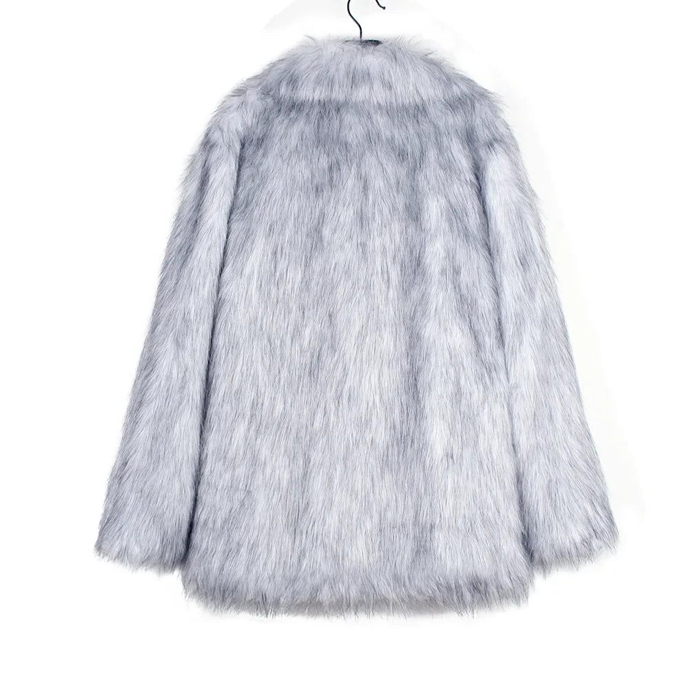 Men Faux Fox Fur Jacket Coat Winter Thick Fluffy Long Sleeve Lapel Warm Shaggy Outerwear Luxury Fur Jacket Bontjas Jackets Mens - GONZALES ONLINE SHOP