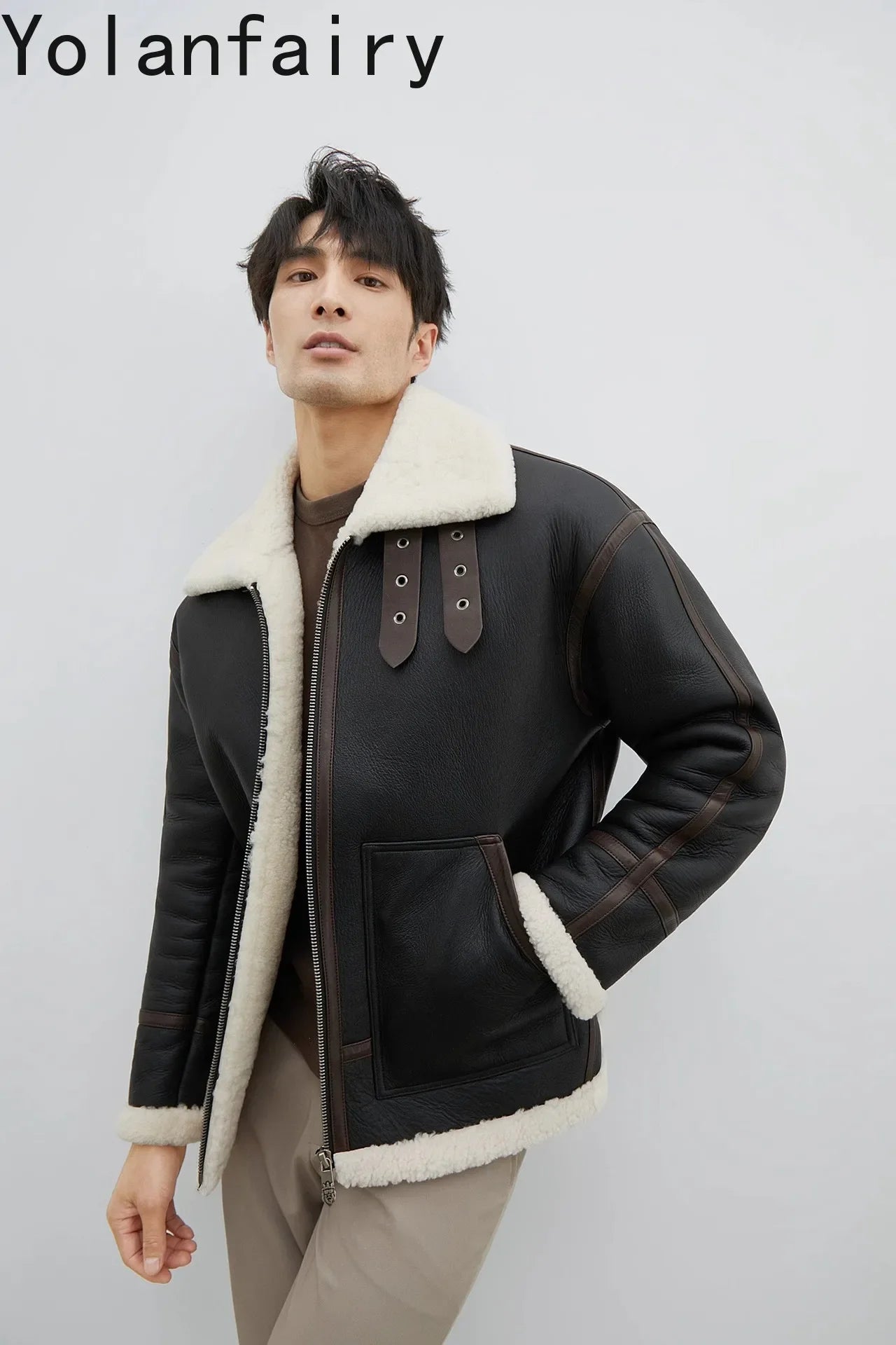 YOLANFAIRY Real Sheepskin Fur Men Jacket Natural Fur Coats Man Luxury Clothing Winter Jacket Black Fur Coat Куртка Мужская 2024 - GONZALES ONLINE SHOP