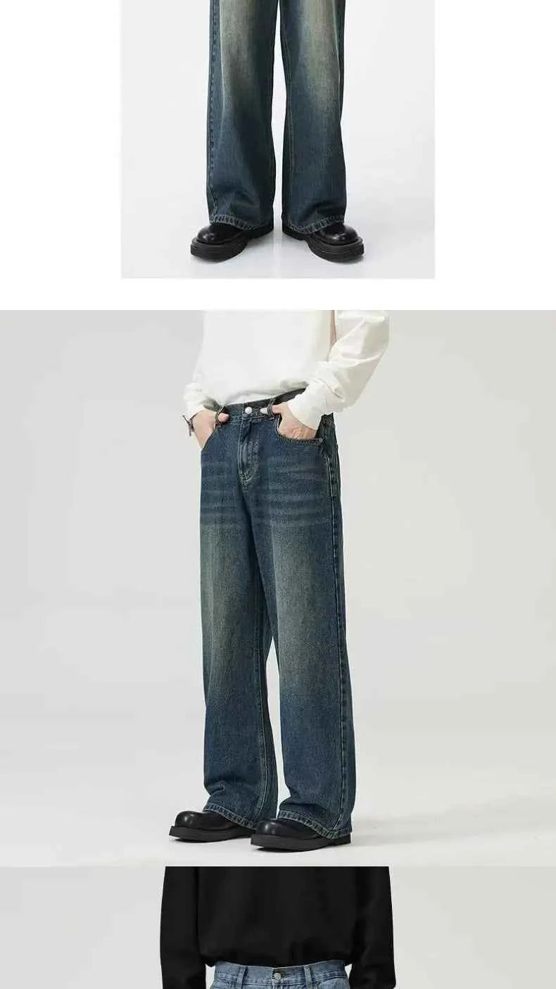Black Jeans Men's Wide-leg Pants American Retro Washed Cleanfit Loose Straight 2025 Spring and Summer New