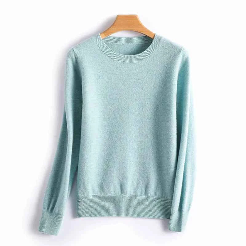 Autumn And Winter Cashmere Sweater Women's Crew Neck Pullover Casual Knitted Top Women's Short Undercoat Fashion 18 Colors