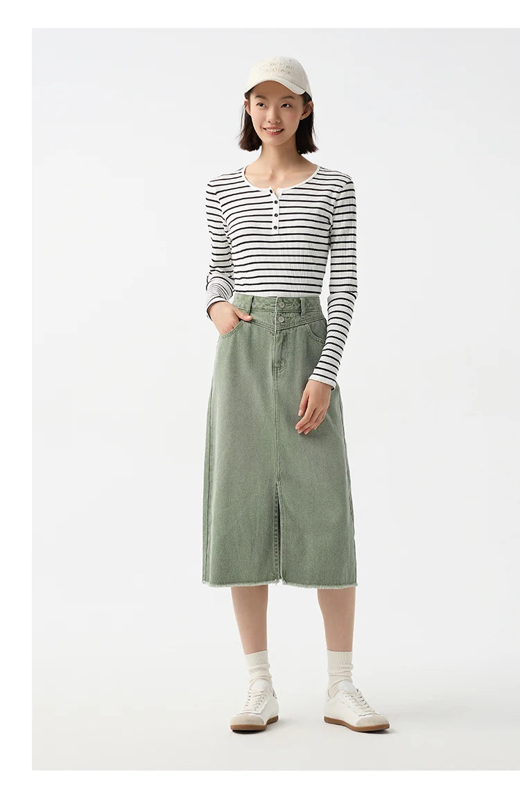Semir Denim Skirt Women High-waisted Slit 2024 New Spring Straight Skirt GONZALES ONLINE SHOP