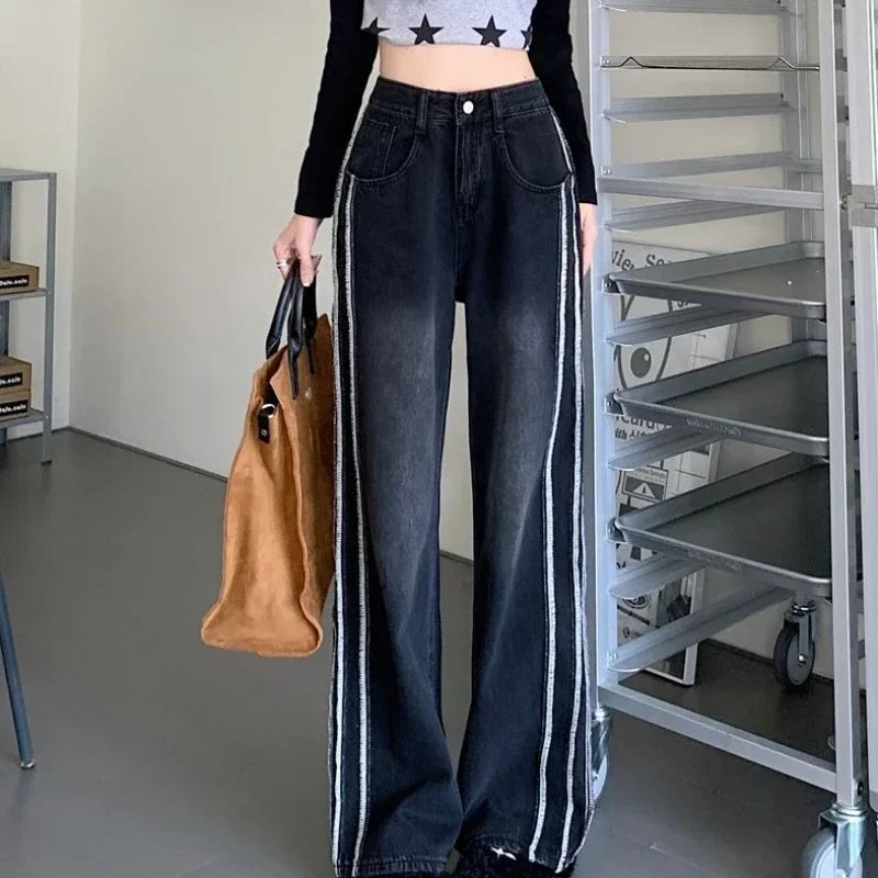 High Waist Shot Trousers Straight Leg Black Pants for Women Cool Fitted Unique 2025 Womens Jeans Korean Style Emo Hippie Cheap R GONZALES ONLINE SHOP