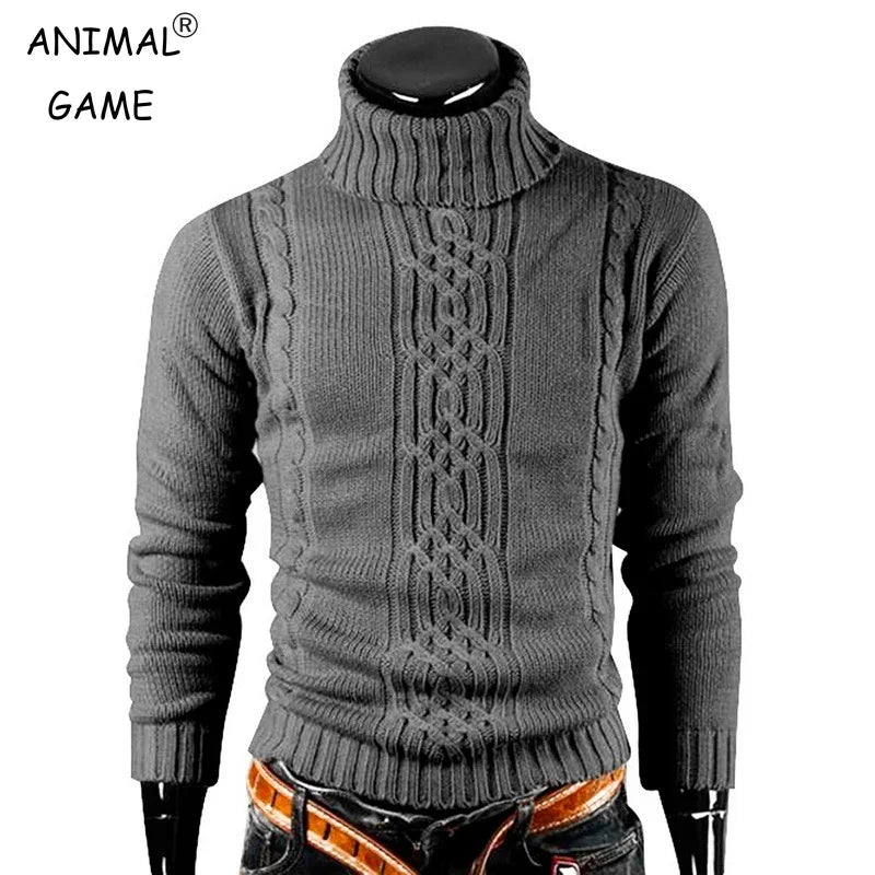 Autumn Winter Men's Turtleneck Sweater - Warm Retro Knitted Pullover Long Sleeve Sweater - GONZALES ONLINE SHOP