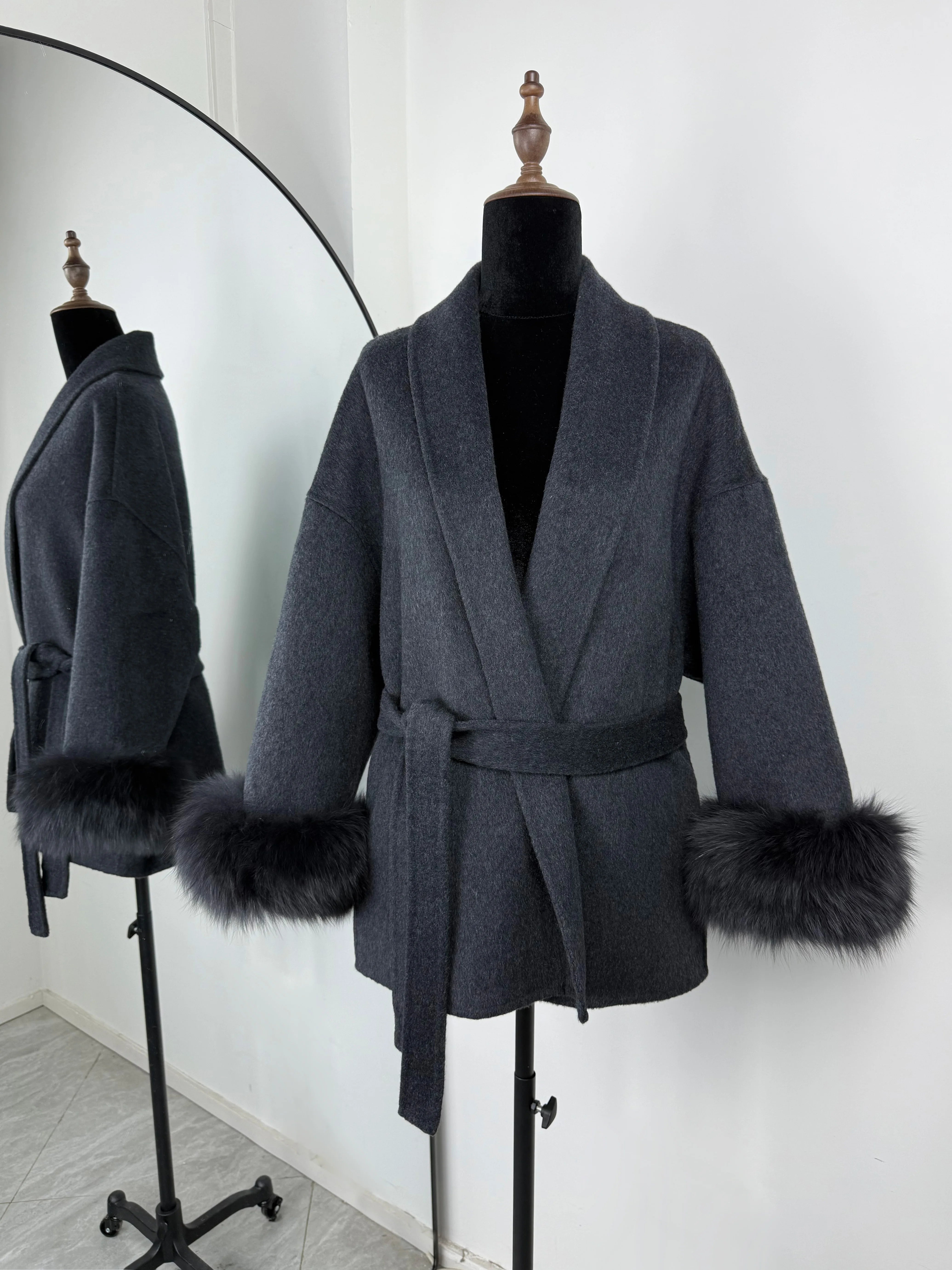 TARUXY Fox Fur Woolen Coats Women's Short Coat Office Lady Removable Elegant Double-sided Wool Overcoat 2025 New Cardigan Jacket GONZALES ONLINE SHOP