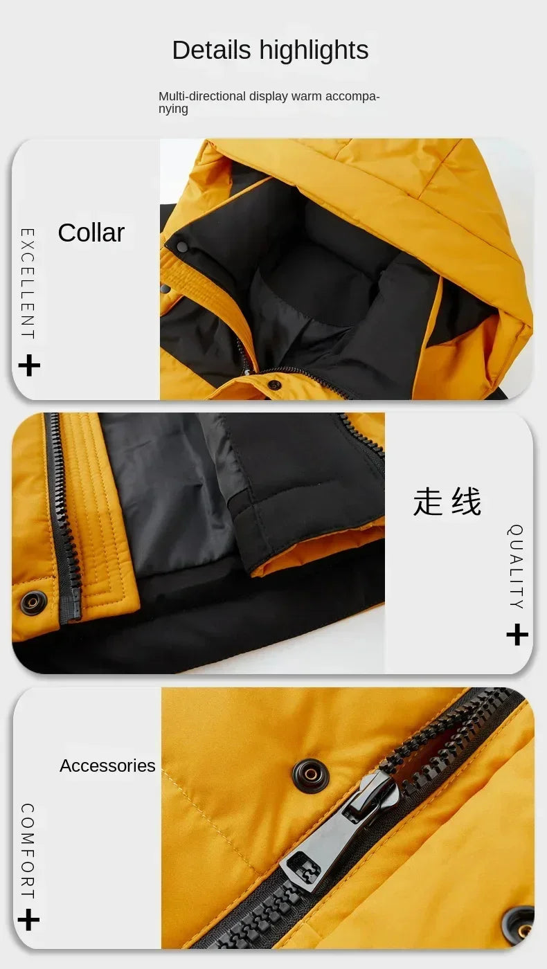 Winter New Down Jacket Men's Thick Warm White Duck Casual Coat Hooded Cold-proof Jack Clothing - GONZALES ONLINE SHOP