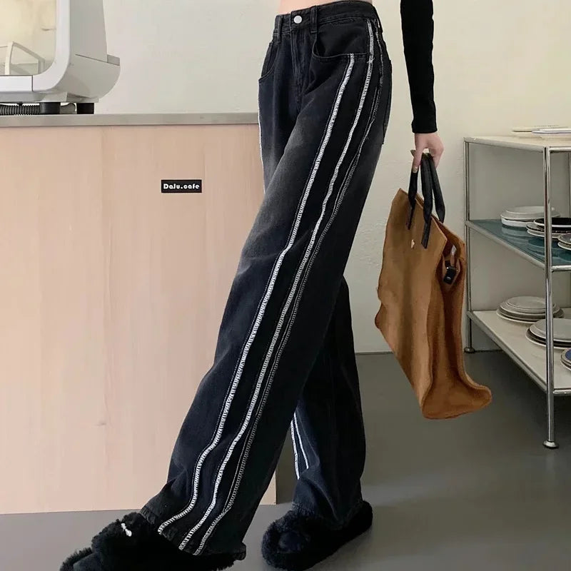 High Waist Shot Trousers Straight Leg Black Pants for Women Cool Fitted Unique 2025 Womens Jeans Korean Style Emo Hippie Cheap R GONZALES ONLINE SHOP