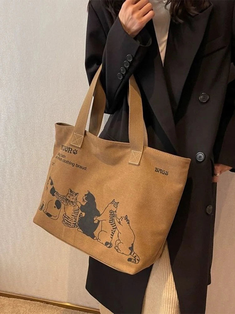 Women's Fashionable Canvas Tote Bag Spacious Durable Shoulder Bag with Zipper Closure Classic Design for Work GONZALES ONLINE SHOP