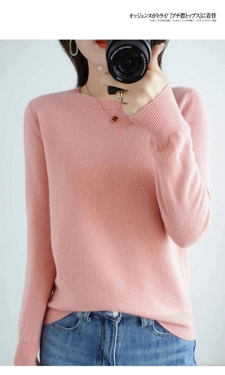 Autumn And Winter Cashmere Sweater Women's Crew Neck Pullover Casual Knitted Top Women's Short Undercoat Fashion 18 Colors