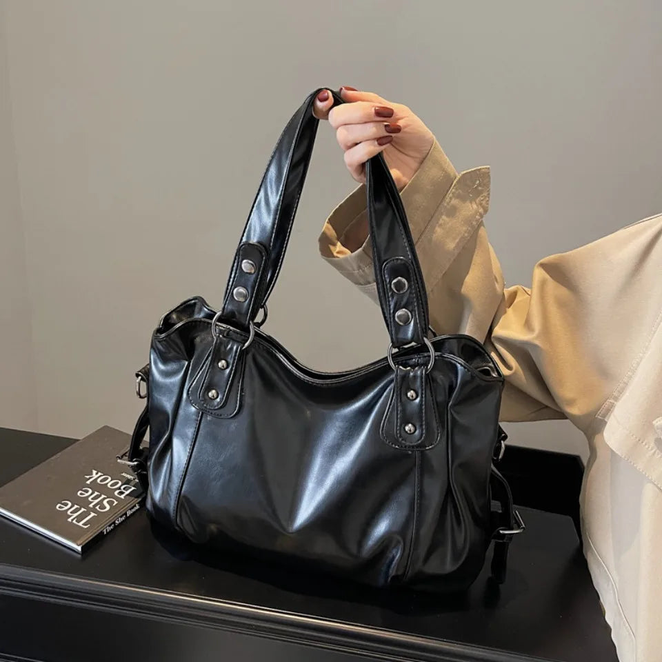 Retro Brand Roomy Shoulder Bag Female Luxury Solid Color Classic Crossbody Bag Large Capacity Style Soft PU Leather Tote Bag GONZALES ONLINE SHOP