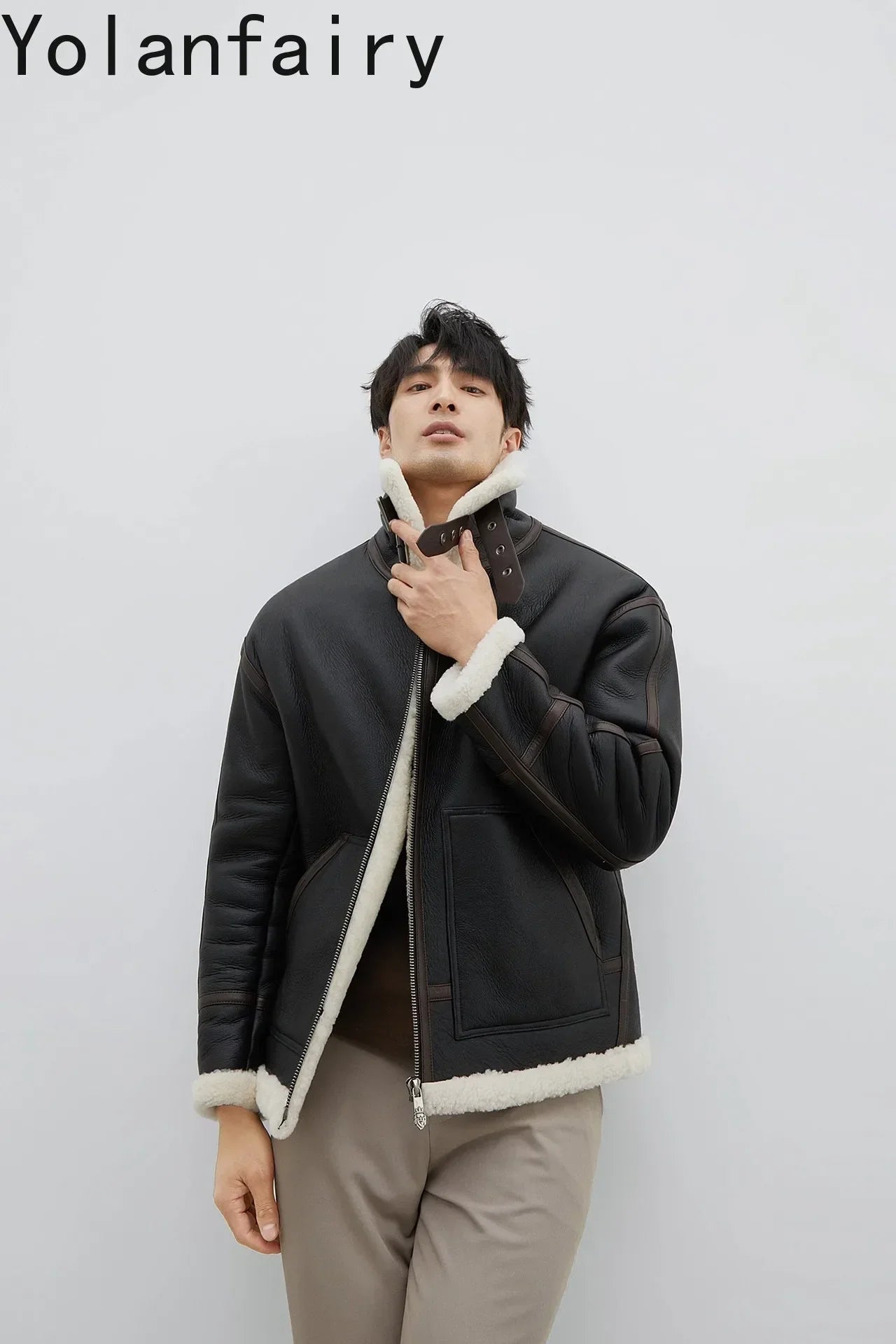 YOLANFAIRY Real Sheepskin Fur Men Jacket Natural Fur Coats Man Luxury Clothing Winter Jacket Black Fur Coat Куртка Мужская 2024 - GONZALES ONLINE SHOP