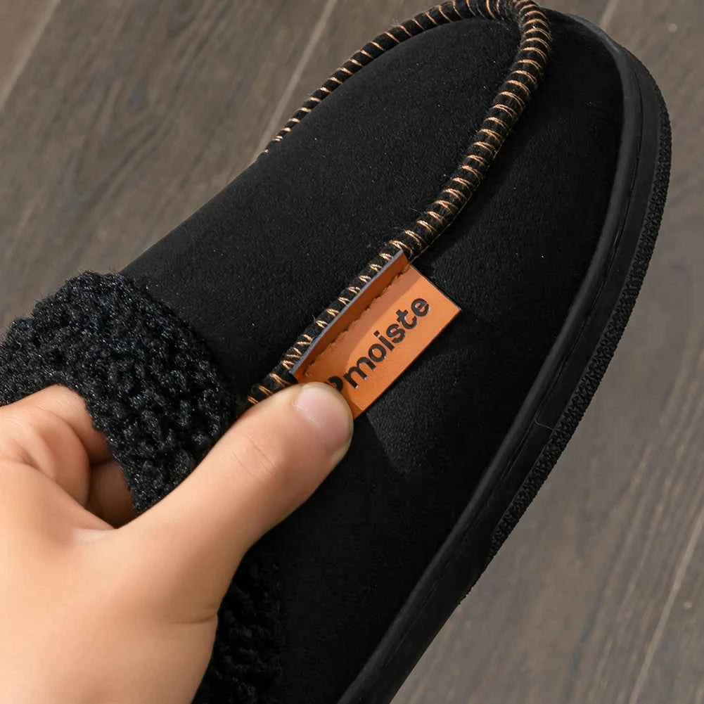 House Suede Slippers for Men TPR Sole Non Slip Durable Soft Warm Memory Foam Cushion Comfortable Living Room Shoes