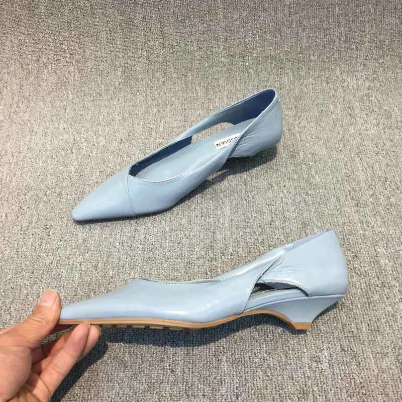 Shoes for Woman 2024 Comfortable Women's Summer Footwear Moccasins Blue Low Heel Elegant Pointed Toe High Quality Popular Young