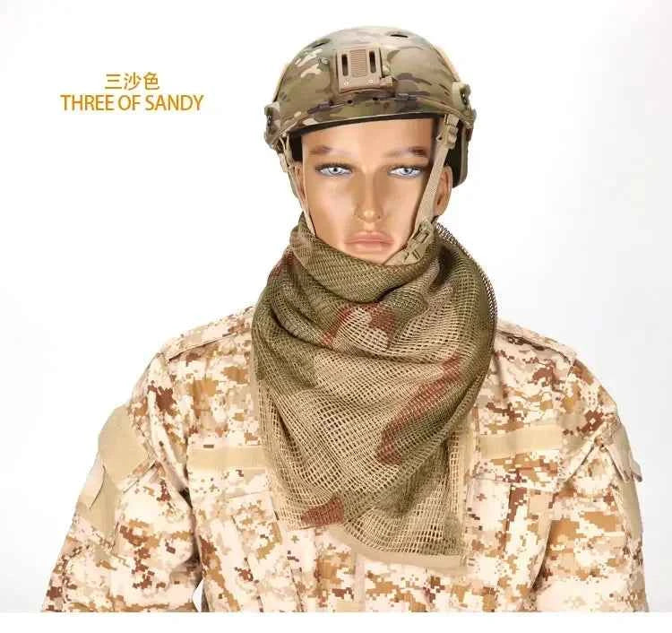 Camouflage Netting Scarf Sniper Veil Camo Mesh Face Scarf Veil Shemagh Head Wrap for Outdoor Camping Hiking Hunting Scarves