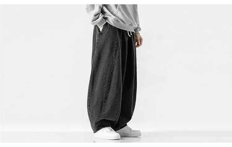 Men Harajuku Wide-leg Jeans Men Oversized Fashion Loose Cargo Denim Pants Male High Street Baggy Trousers Hip Hop Streetwear