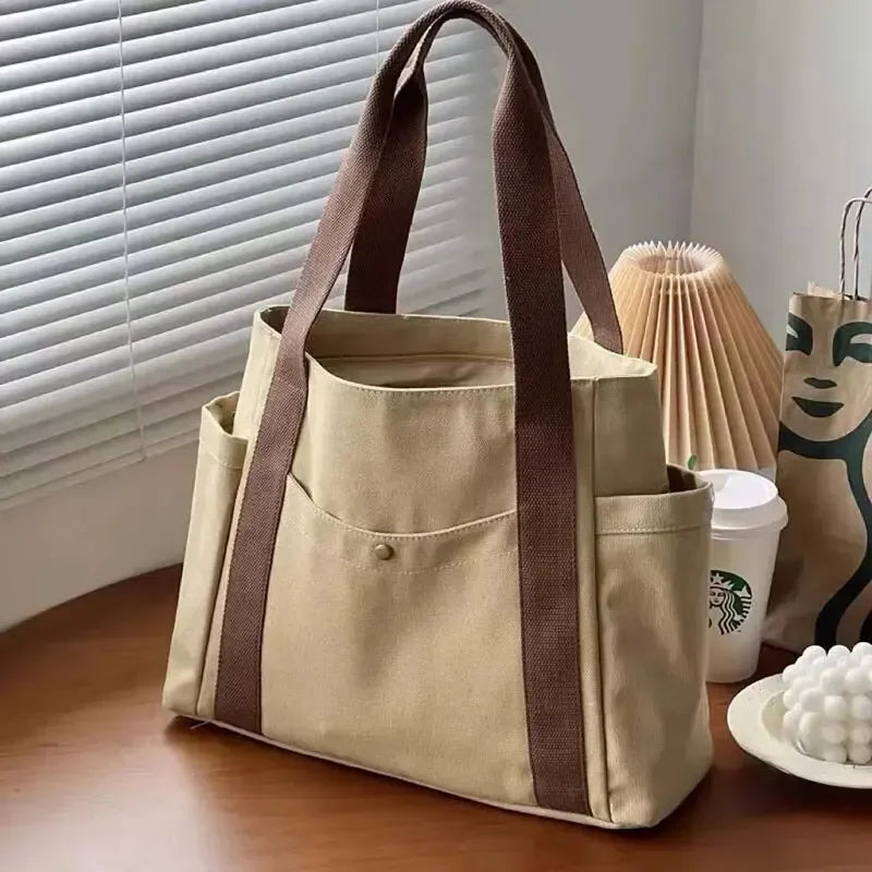 Large Capacity Tote Canvas Bag for Work Outgoing High Appearance Commuting Versatile Art Student Clothing Book Shoulder Bag Bag GONZALES ONLINE SHOP