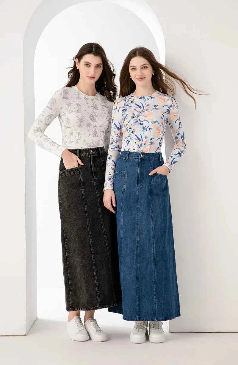 AS AW 2024 spring summer maxi denim skirt for woman clothing no any stretch (ship out in 24 hours)